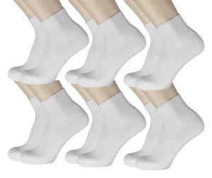 12 Pairs of Ankle Athletic Sports Socks, White