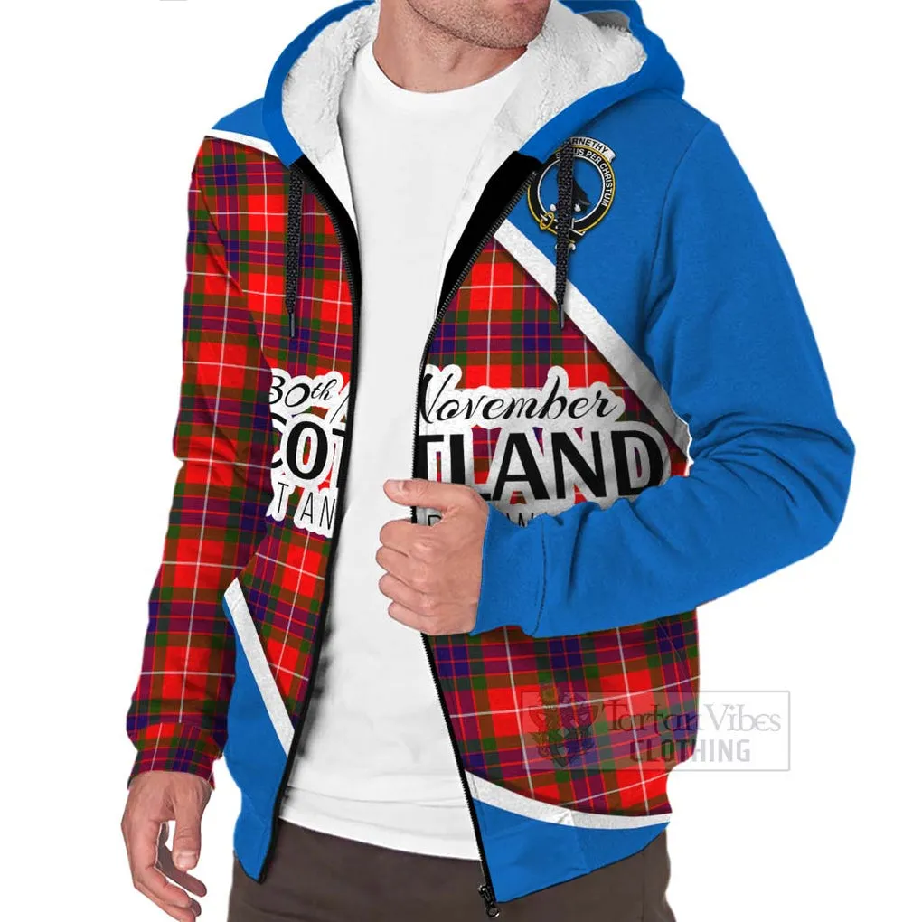 Abernethy Family Crest Tartan Sherpa Hoodie Celebrate Saint Andrew's Day in Style