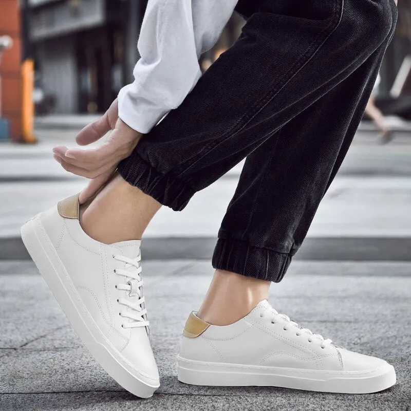 Advbridge Men's Shoes Genuine Leather Luxury White Sneakers Trend Casual Loafer Men Shoes Fashion Design Skate Shoes Man High Quality
