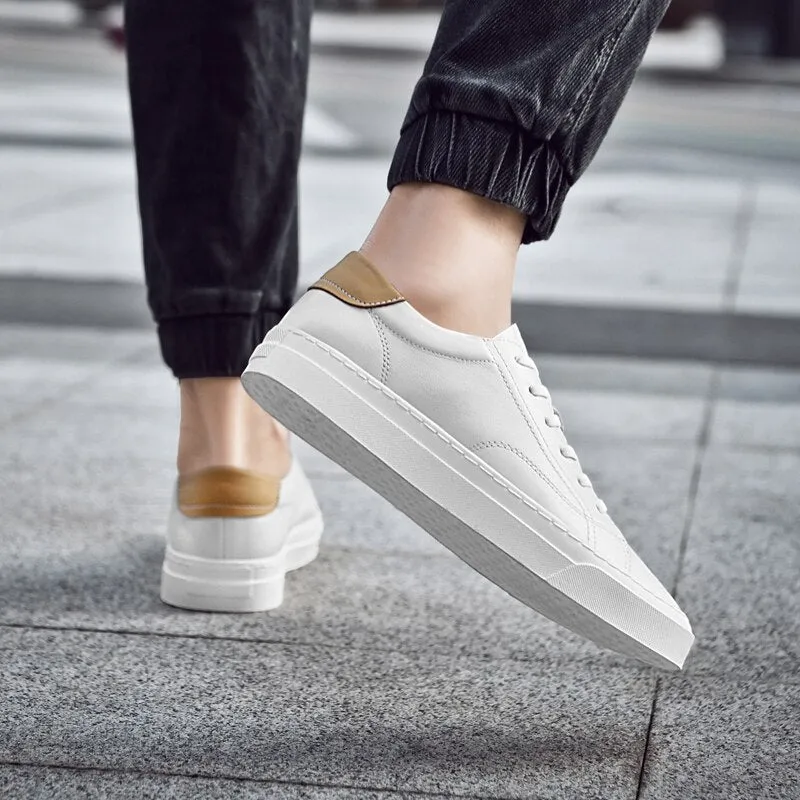 Advbridge Men's Shoes Genuine Leather Luxury White Sneakers Trend Casual Loafer Men Shoes Fashion Design Skate Shoes Man High Quality