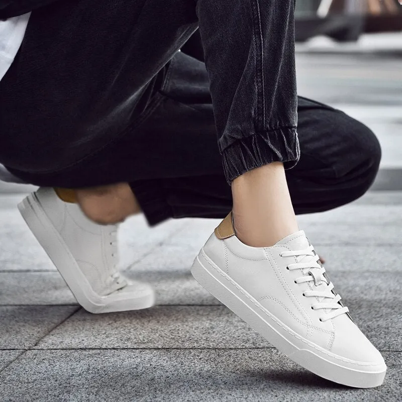 Advbridge Men's Shoes Genuine Leather Luxury White Sneakers Trend Casual Loafer Men Shoes Fashion Design Skate Shoes Man High Quality