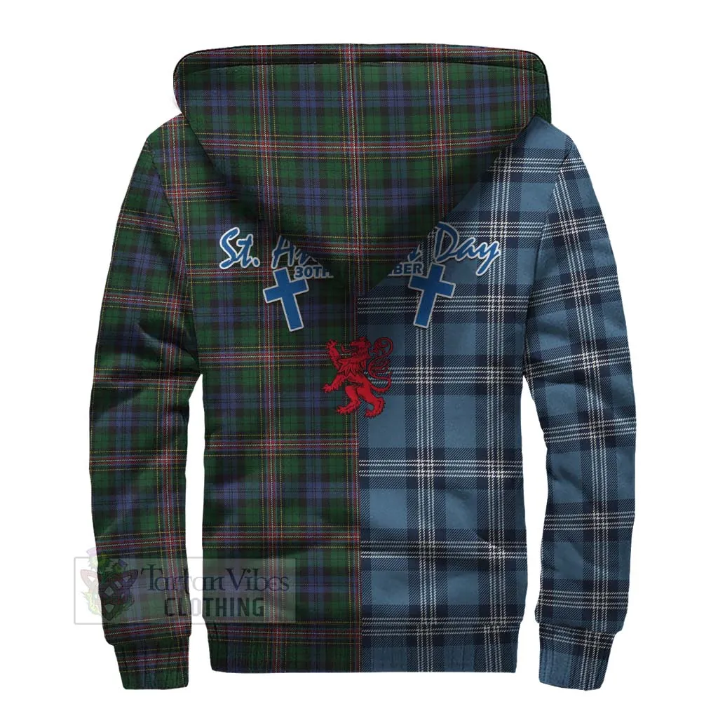 Allison Tartan Sherpa Hoodie Happy St. Andrew's Day Half Tartan Style
