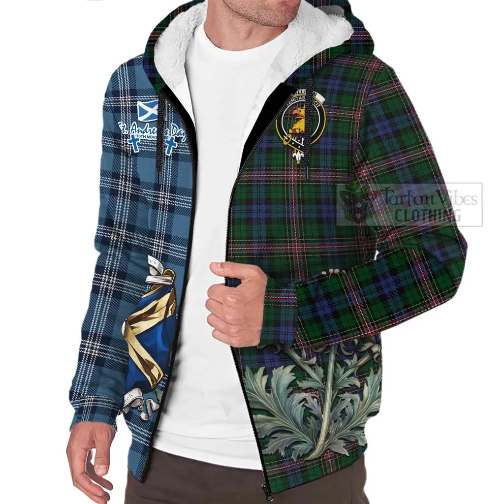 Allison Tartan Sherpa Hoodie Happy St. Andrew's Day Half Tartan Style