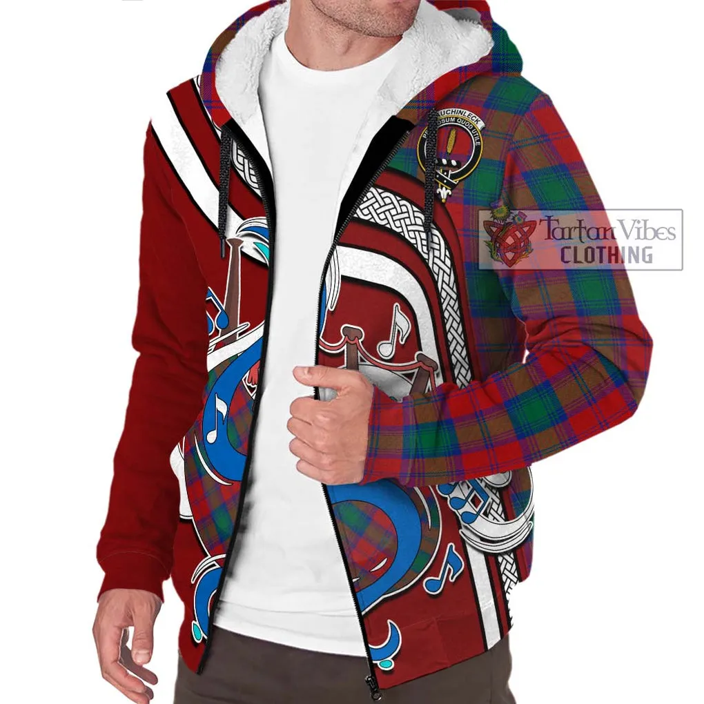 Auchinleck (Affleck) Tartan Sherpa Hoodie with Epic Bagpipe Style