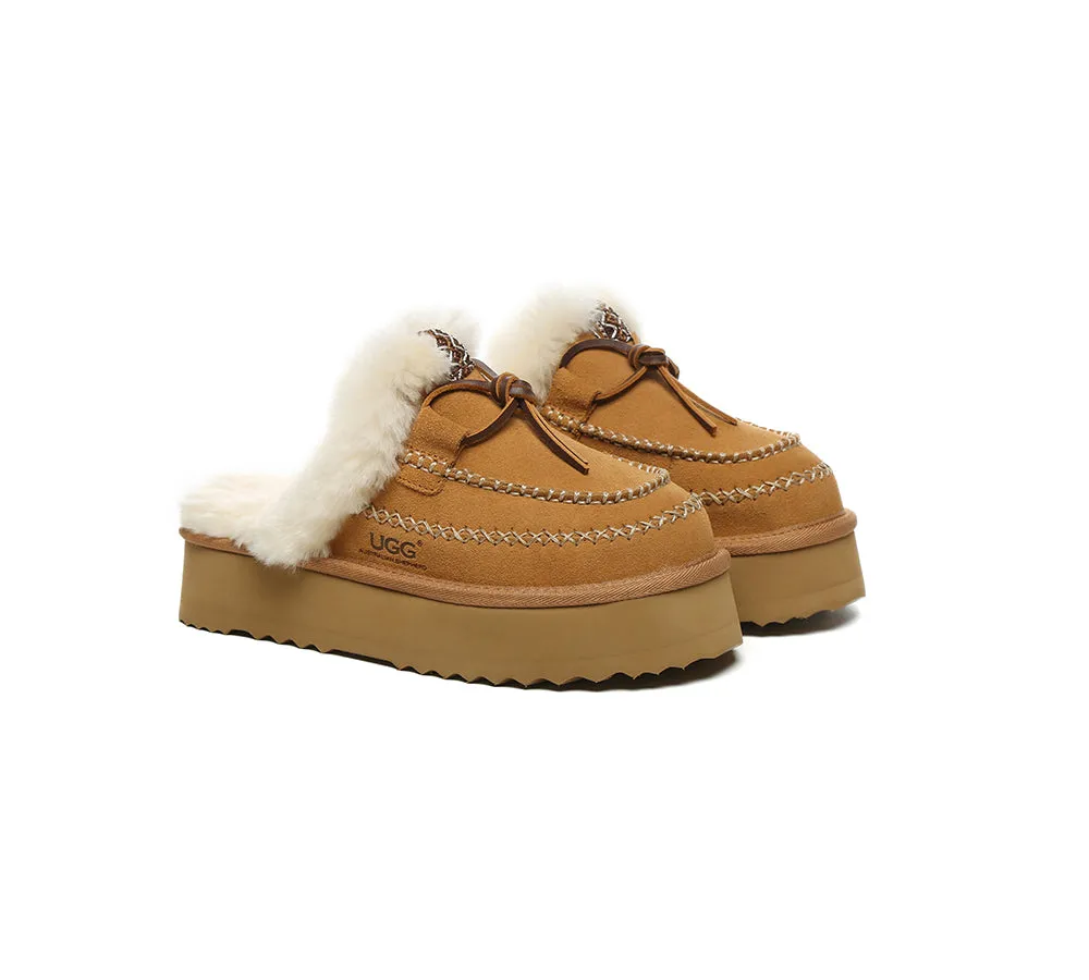 AUSTRALIAN SHEPHERD® UGG Slippers Women Sheepskin Wool Platform Sammy