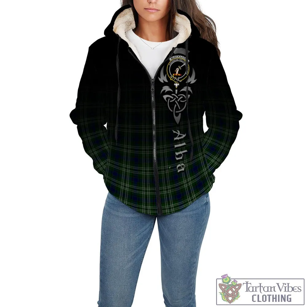 Blackadder Tartan Sherpa Hoodie Featuring Alba Gu Brath Family Crest Celtic Inspired