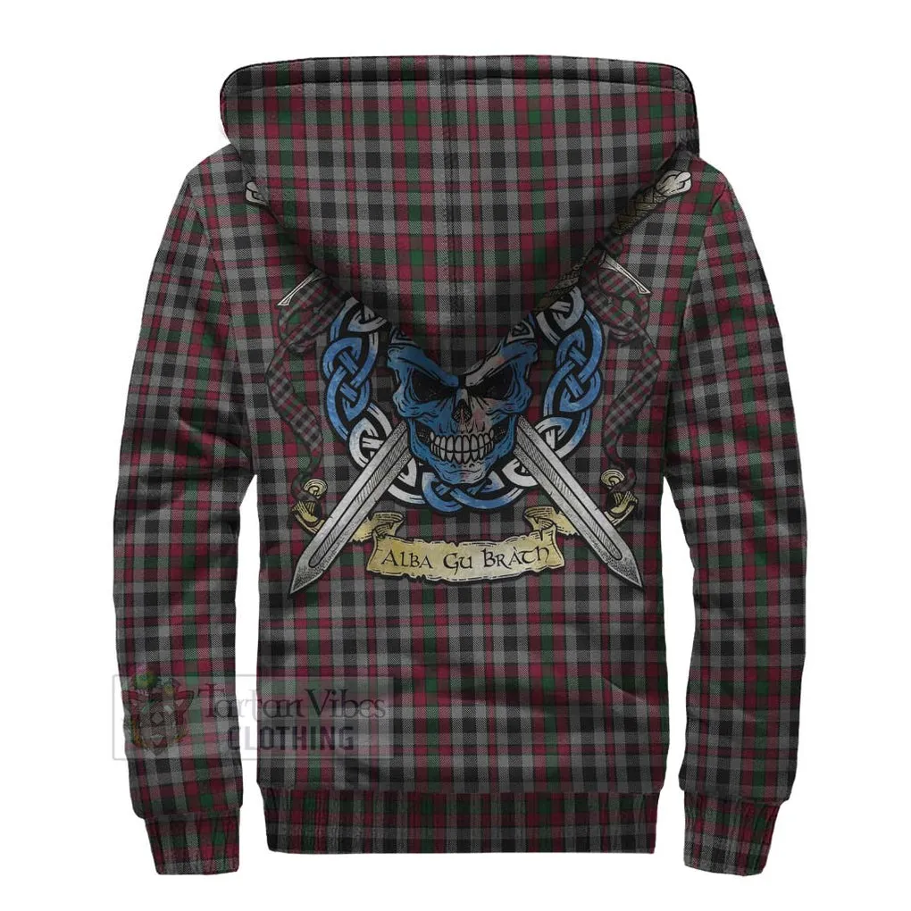 Borthwick Tartan Sherpa Hoodie with Family Crest Celtic Skull Style
