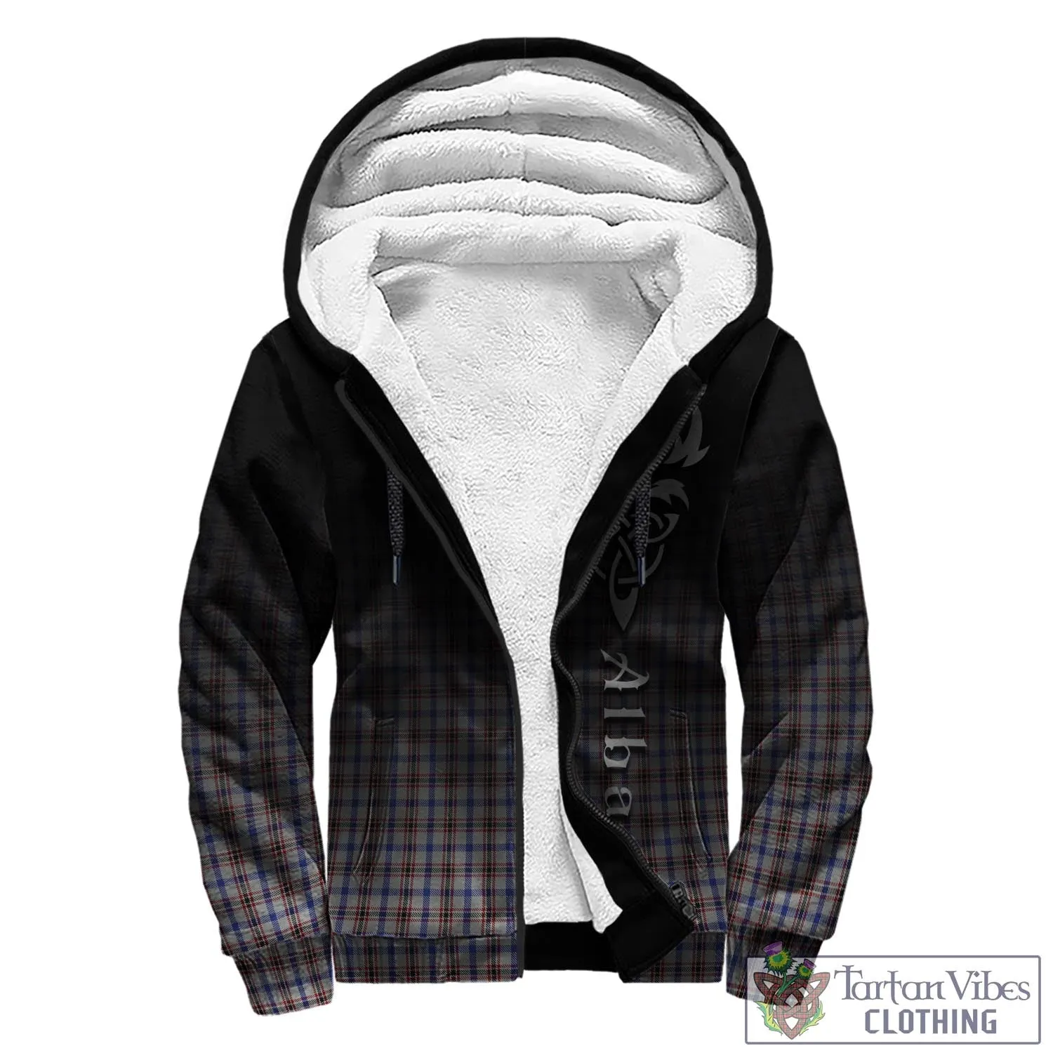Boswell Tartan Sherpa Hoodie Featuring Alba Gu Brath Family Crest Celtic Inspired