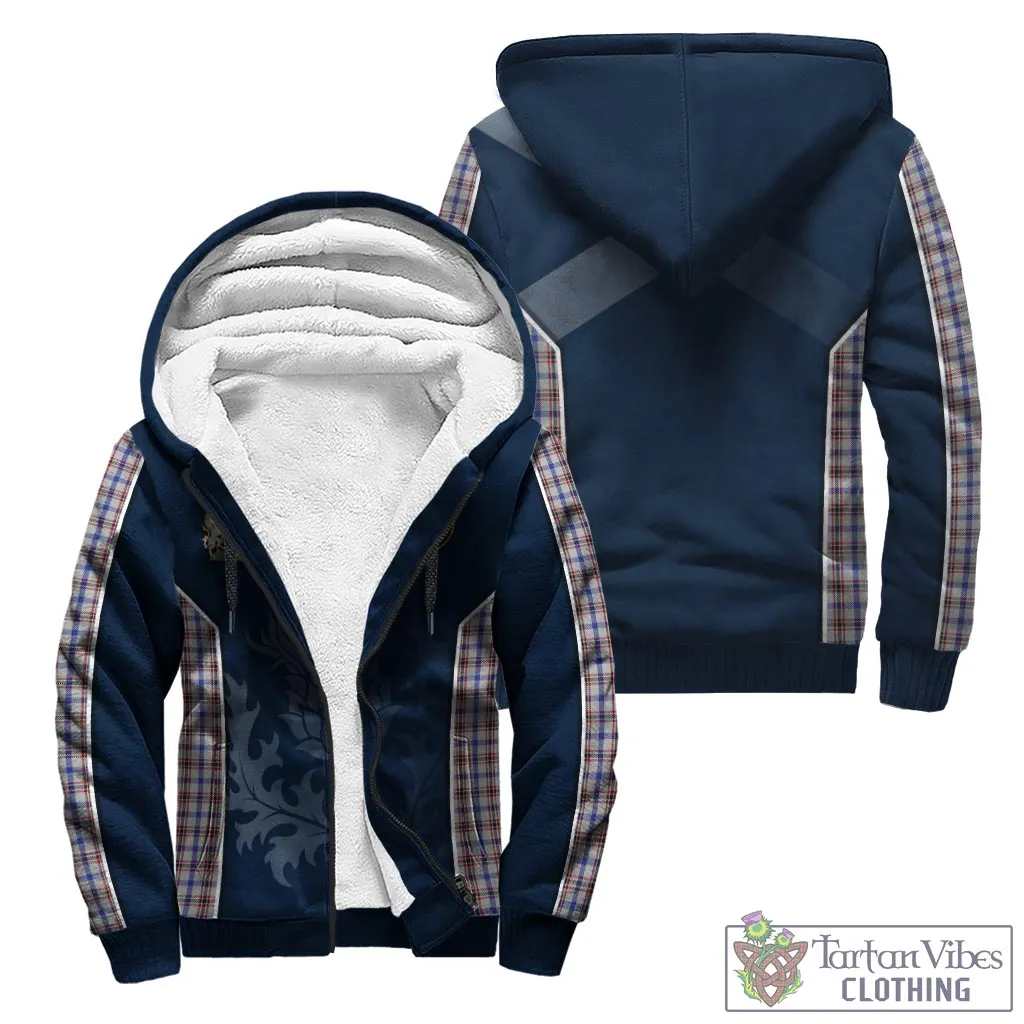 Boswell Tartan Sherpa Hoodie with Family Crest and Scottish Thistle Vibes Sport Style