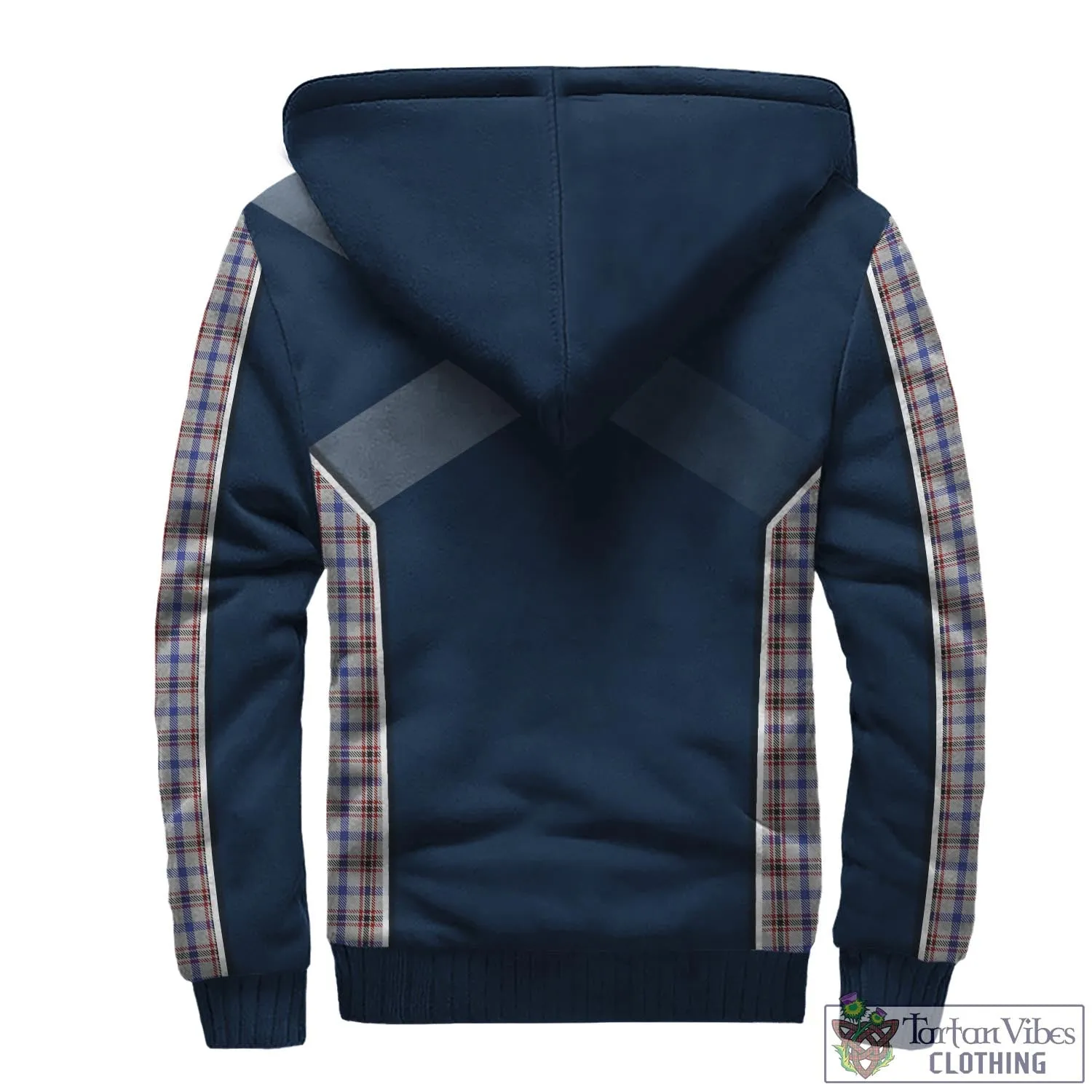 Boswell Tartan Sherpa Hoodie with Family Crest and Scottish Thistle Vibes Sport Style