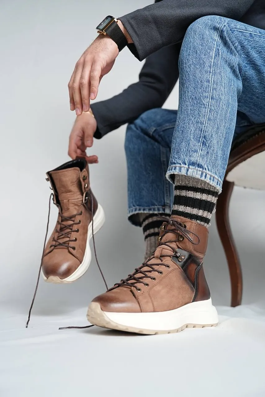 Brabion Marco Leather Brown Boots for Men