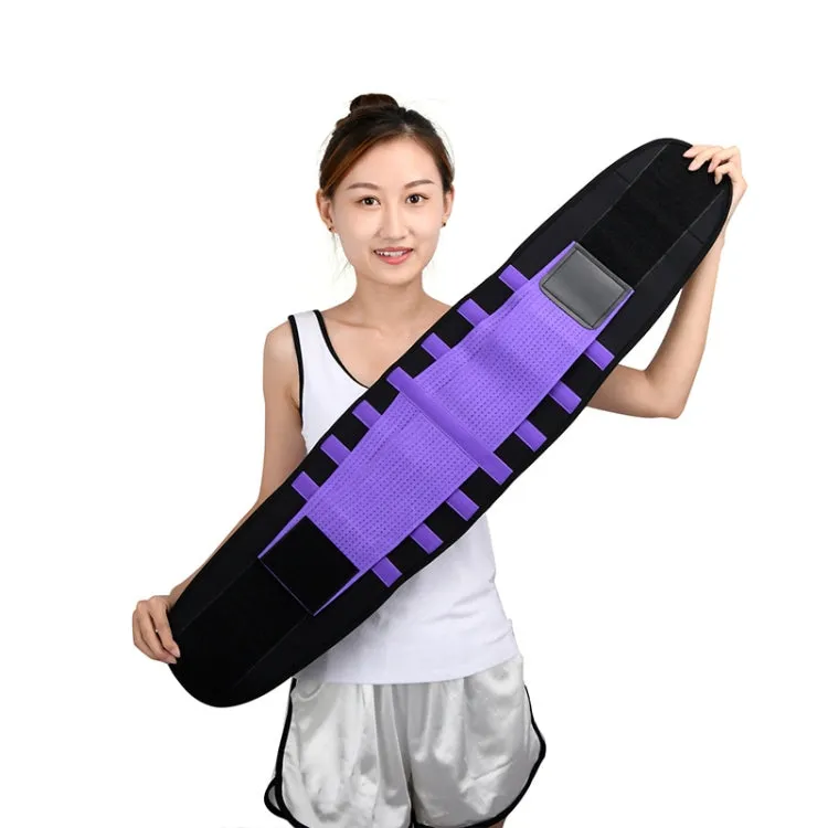 Breathable Mesh Warm Waist Belt Reinforced Steel Plate Support Sports Waist Belt, Specification: M(Purple)