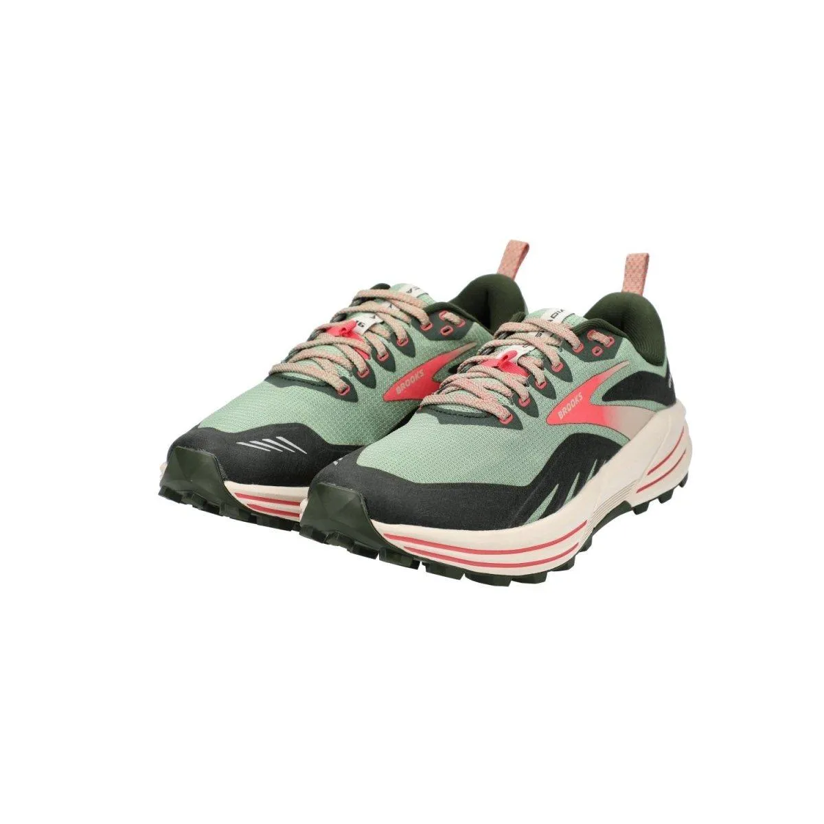 Brooks Cascadia 16 Trail Running Sport Shoes Fabric Green Colour For Women