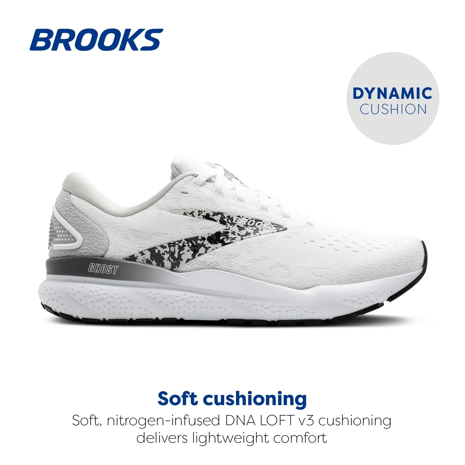 Brooks Women’s Ghost 16 Neutral Running Shoe - White/Oyster/Lava - 10 Medium