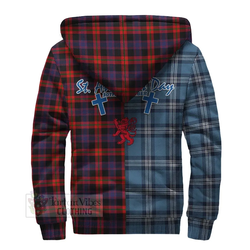 Brown (Broun) Tartan Sherpa Hoodie Happy St. Andrew's Day Half Tartan Style