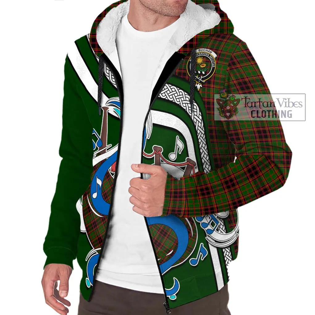 Buchan Tartan Sherpa Hoodie with Epic Bagpipe Style