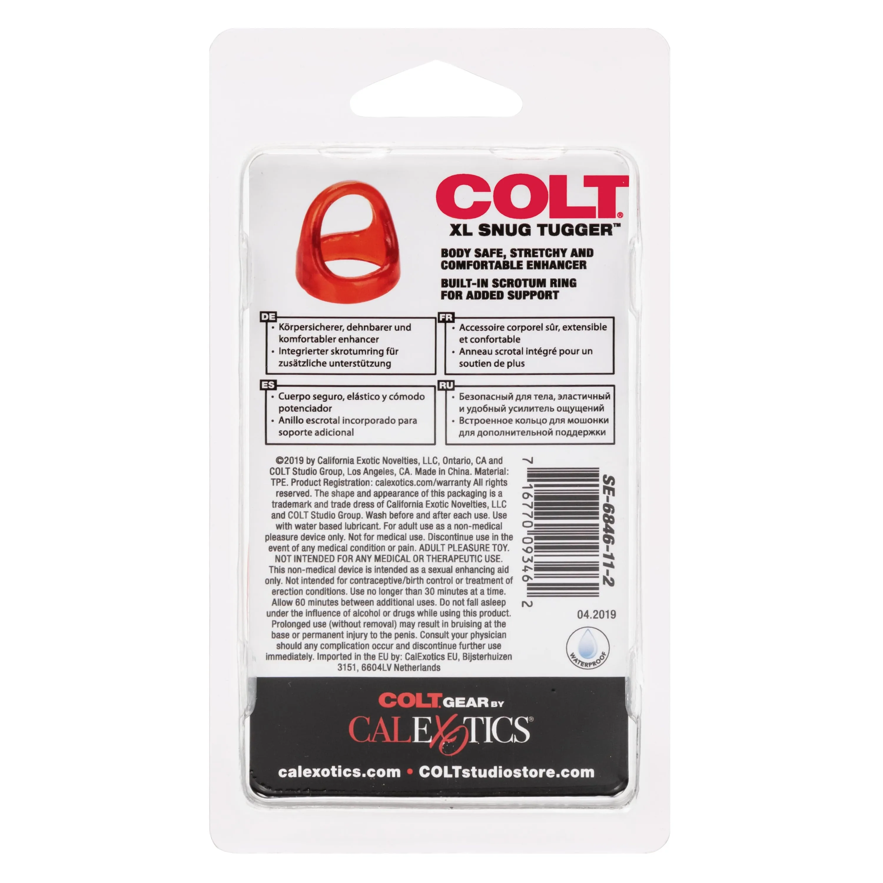 California Exotics - COLT XL Snug Tugger Dual Support Cock Ring (Red)