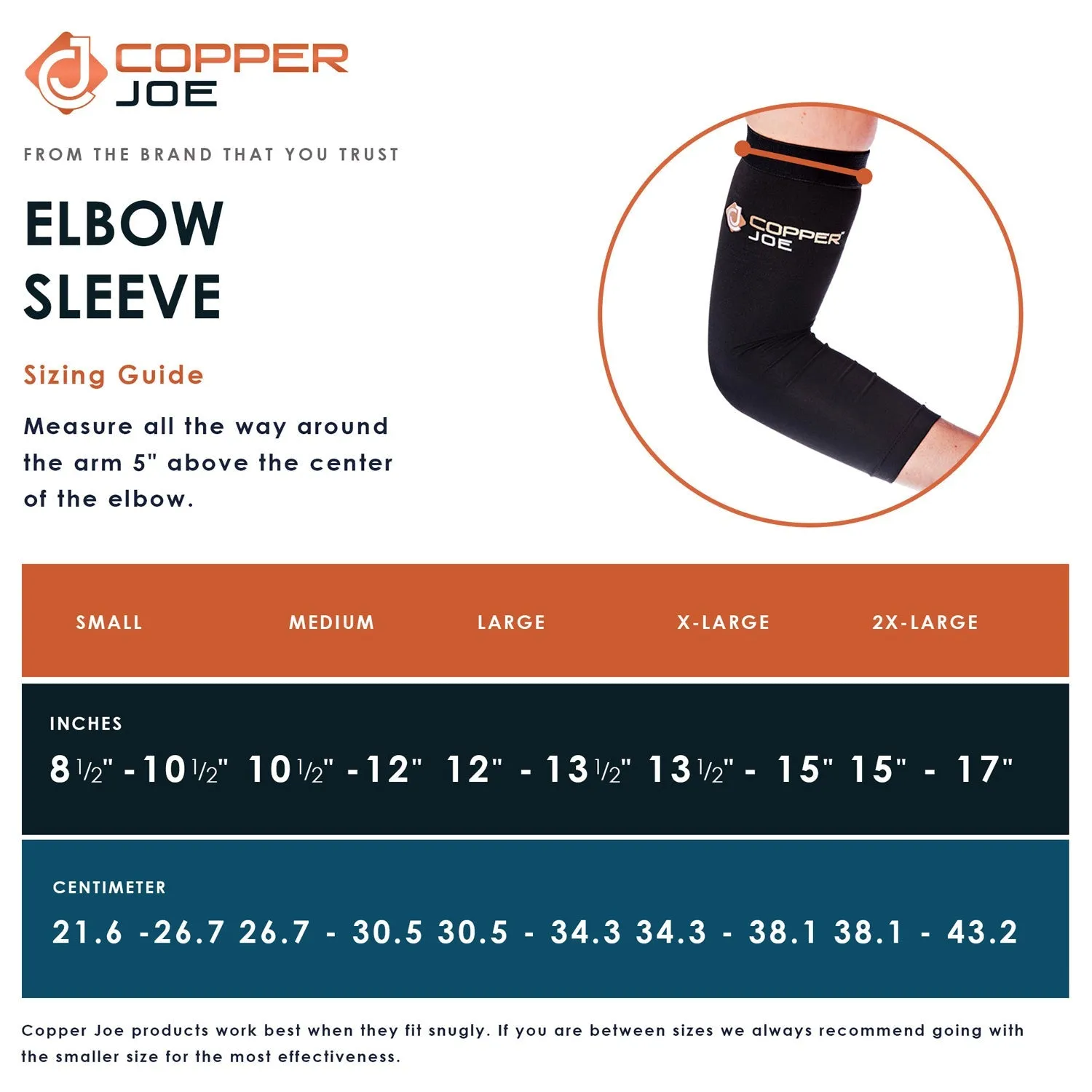 Copper Joe Elbow Compression Sleeve 2-Pack