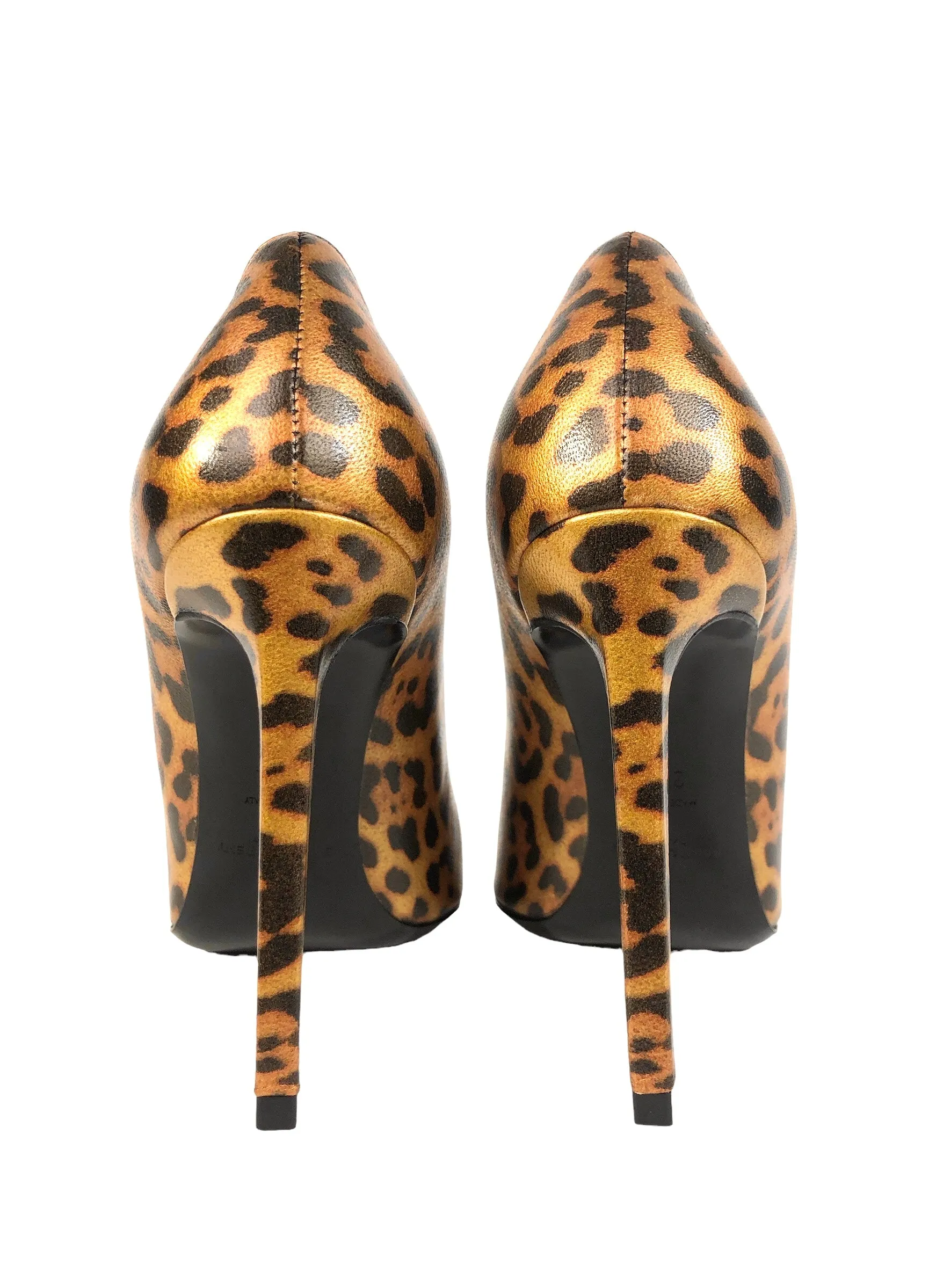 Copper Metallic Leopard Print Leather Pumps | Size US 7.5 - IT 37.5