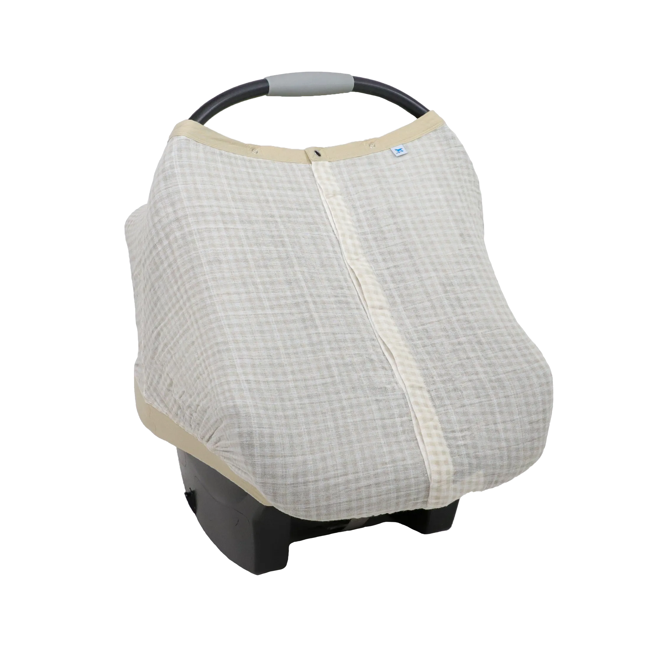 Cotton Muslin Car Seat Canopy - Tan Gingham