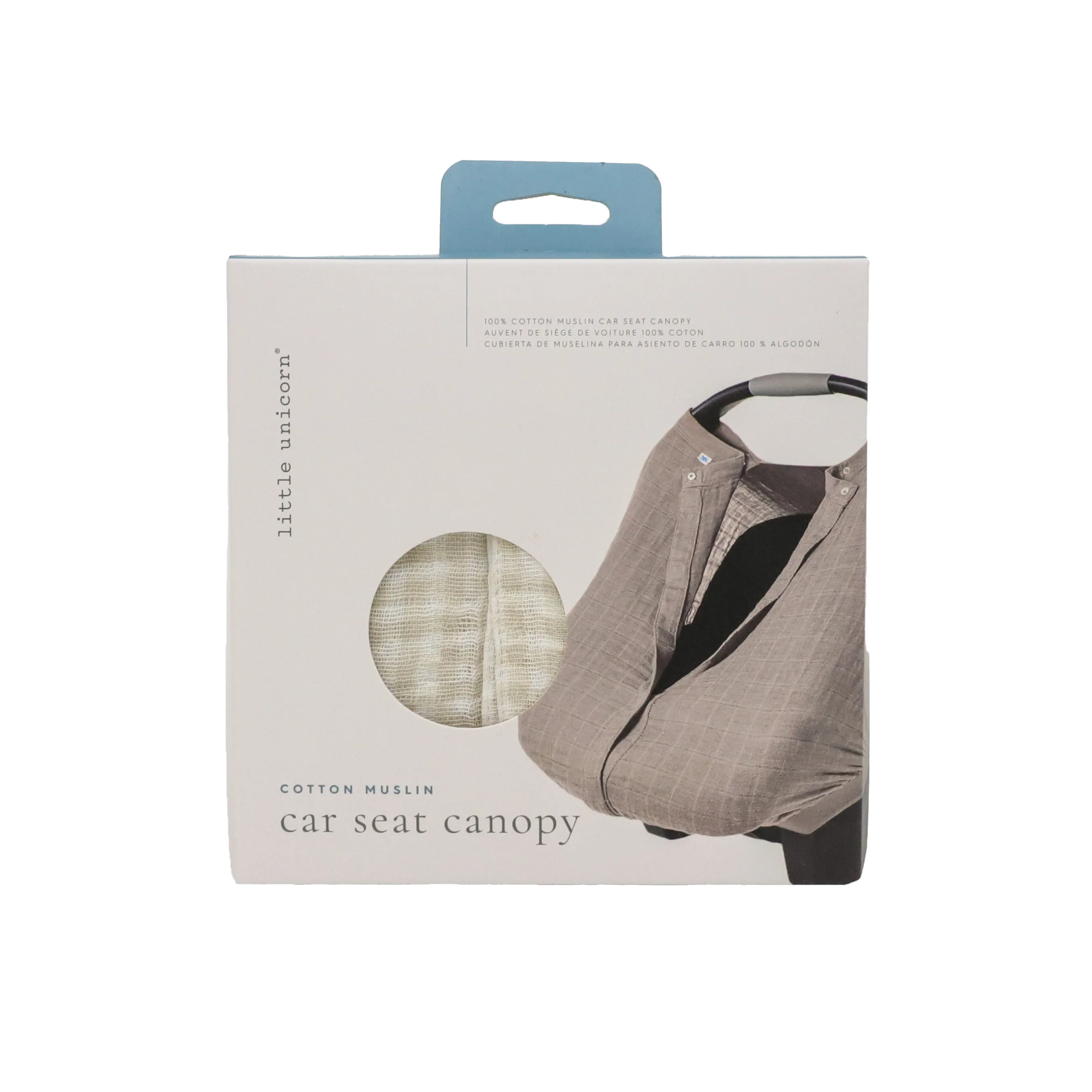 Cotton Muslin Car Seat Canopy - Tan Gingham