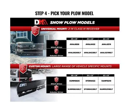 DK2 88 in. x 26 in. Heavy-Duty Universal Mount T-Frame Snow Plow Kit with Actuator and Wireless Remote