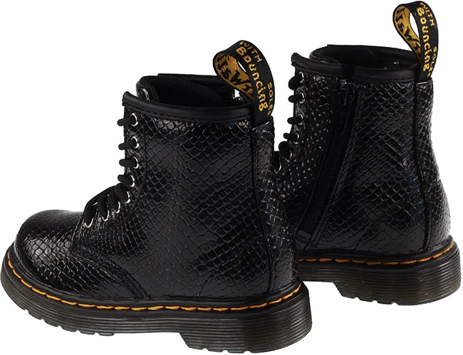Dr Martens Shoes Infants 1460 Black Reptile Emboss