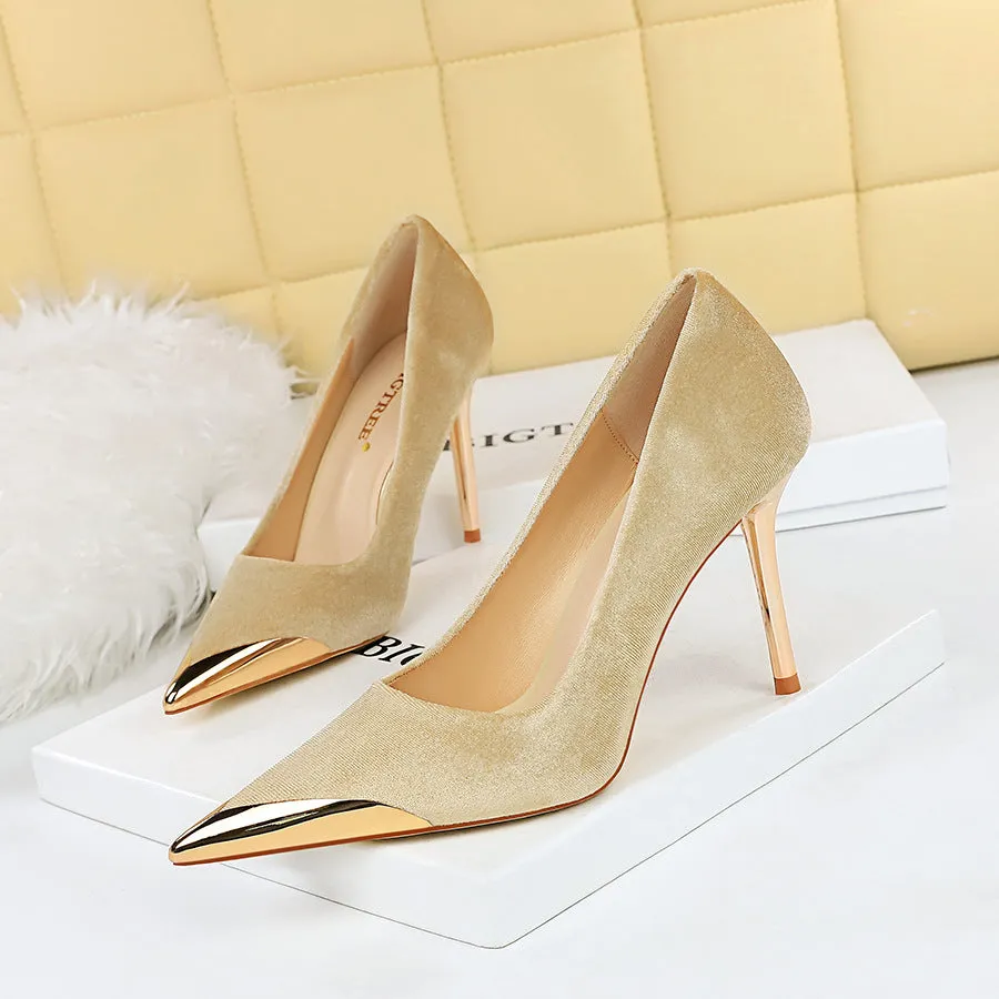 Fashionable and Luxurious Velvet Banquets High Heel Shoes
