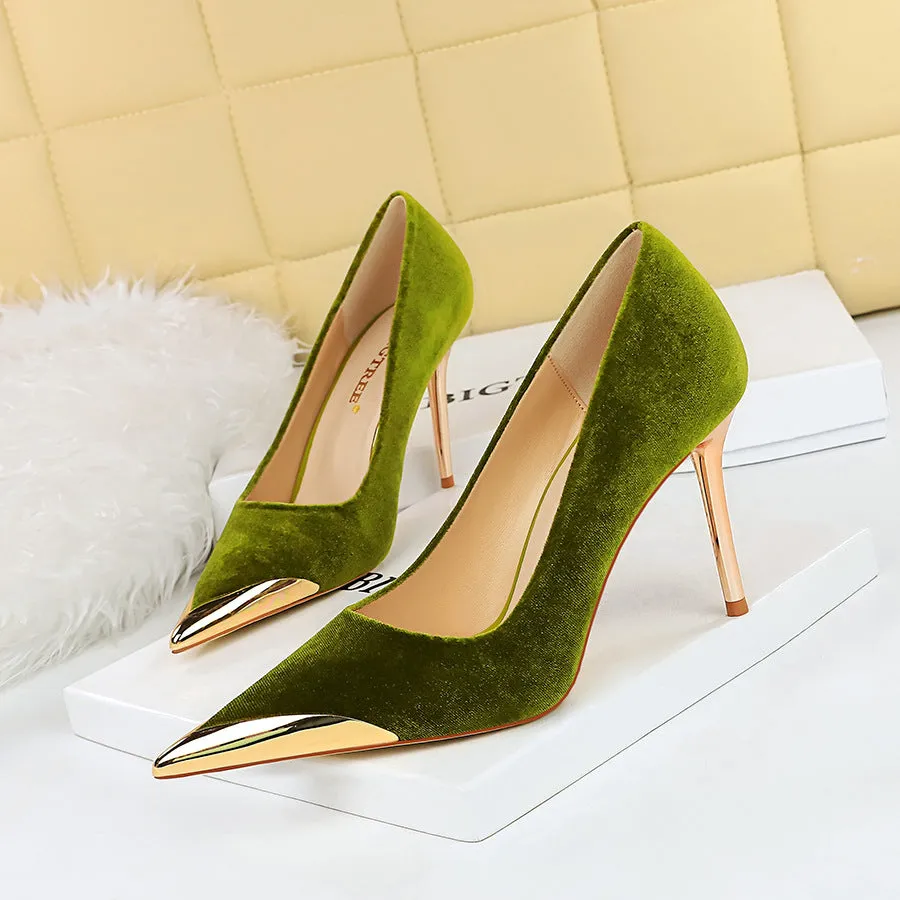 Fashionable and Luxurious Velvet Banquets High Heel Shoes