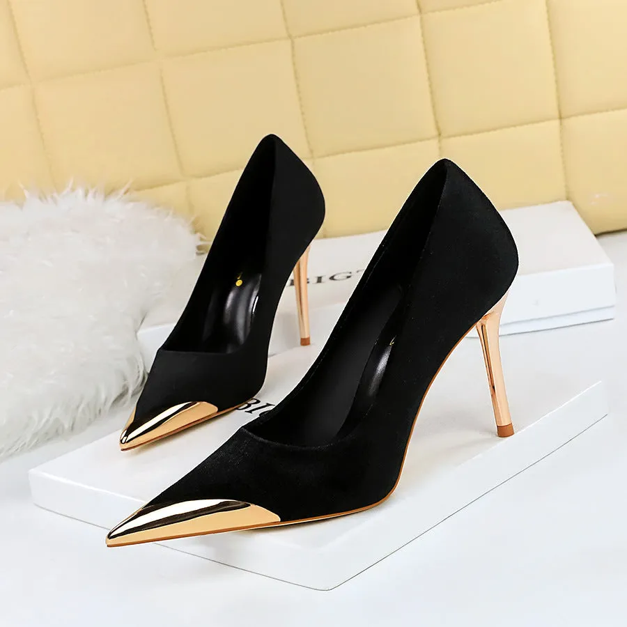 Fashionable and Luxurious Velvet Banquets High Heel Shoes