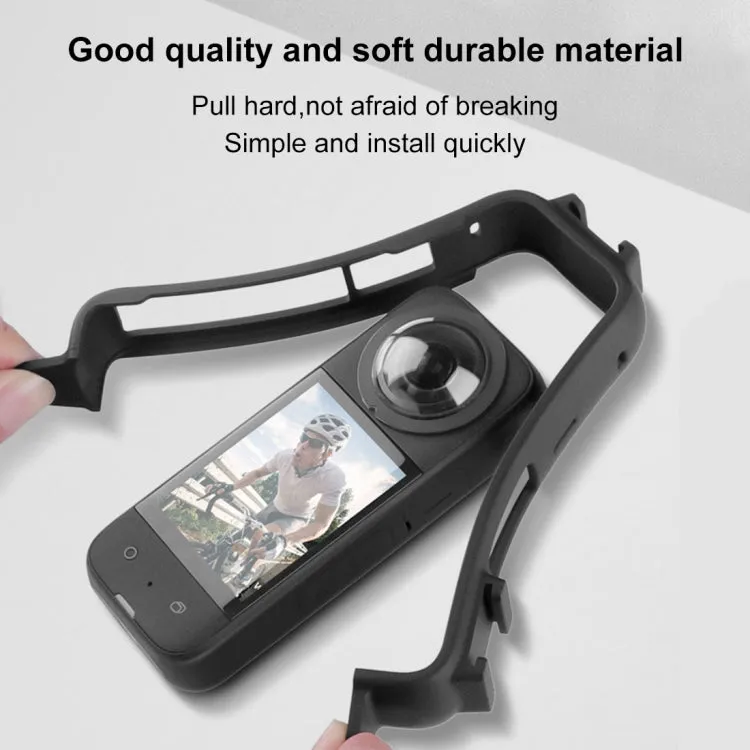 For Insta360 X3 PULUZ Cold Shoe PC Plastic Protective Frame with Adapter Mount & Screw(Black)