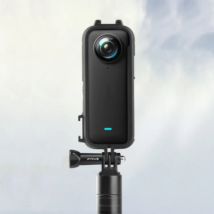 For Insta360 X3 PULUZ Cold Shoe PC Plastic Protective Frame with Adapter Mount & Screw(Black)