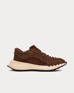 Garavani Outdoor Crochet Fabric & Suede Brown / Beige Low Top Sneakers