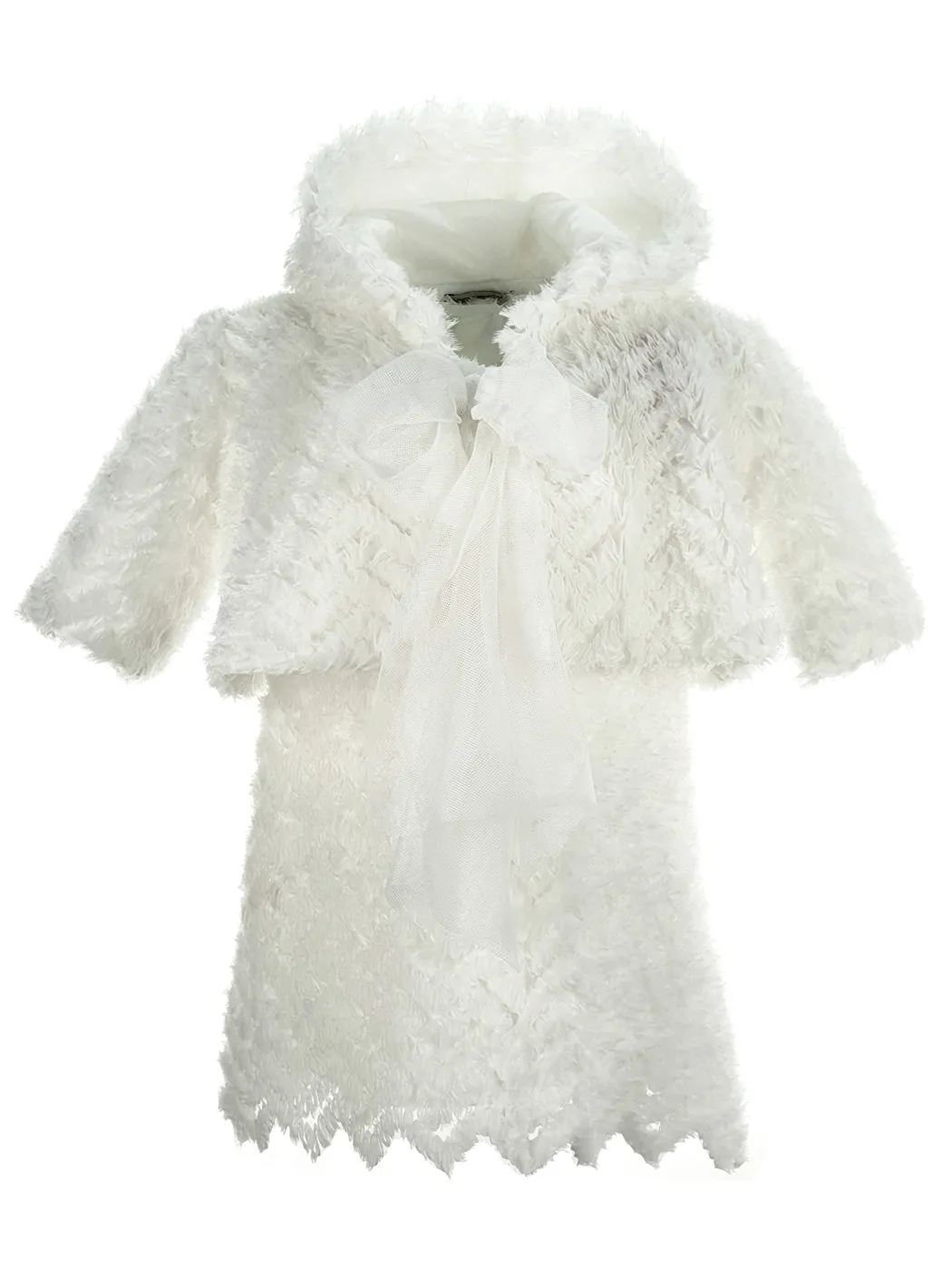 Girl's Bolero with Hood-White-MERSIN