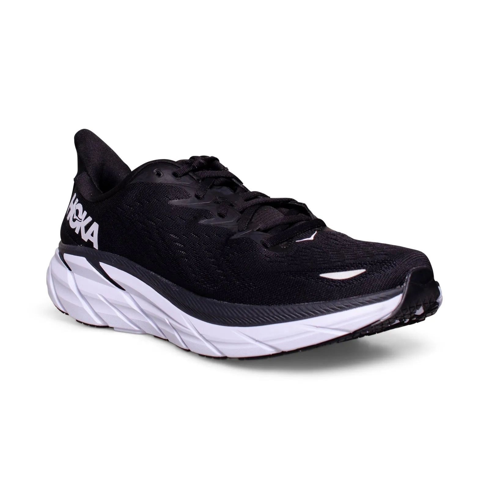 Hoka One One Clifton 8 Black / White Running Shoes - Women's