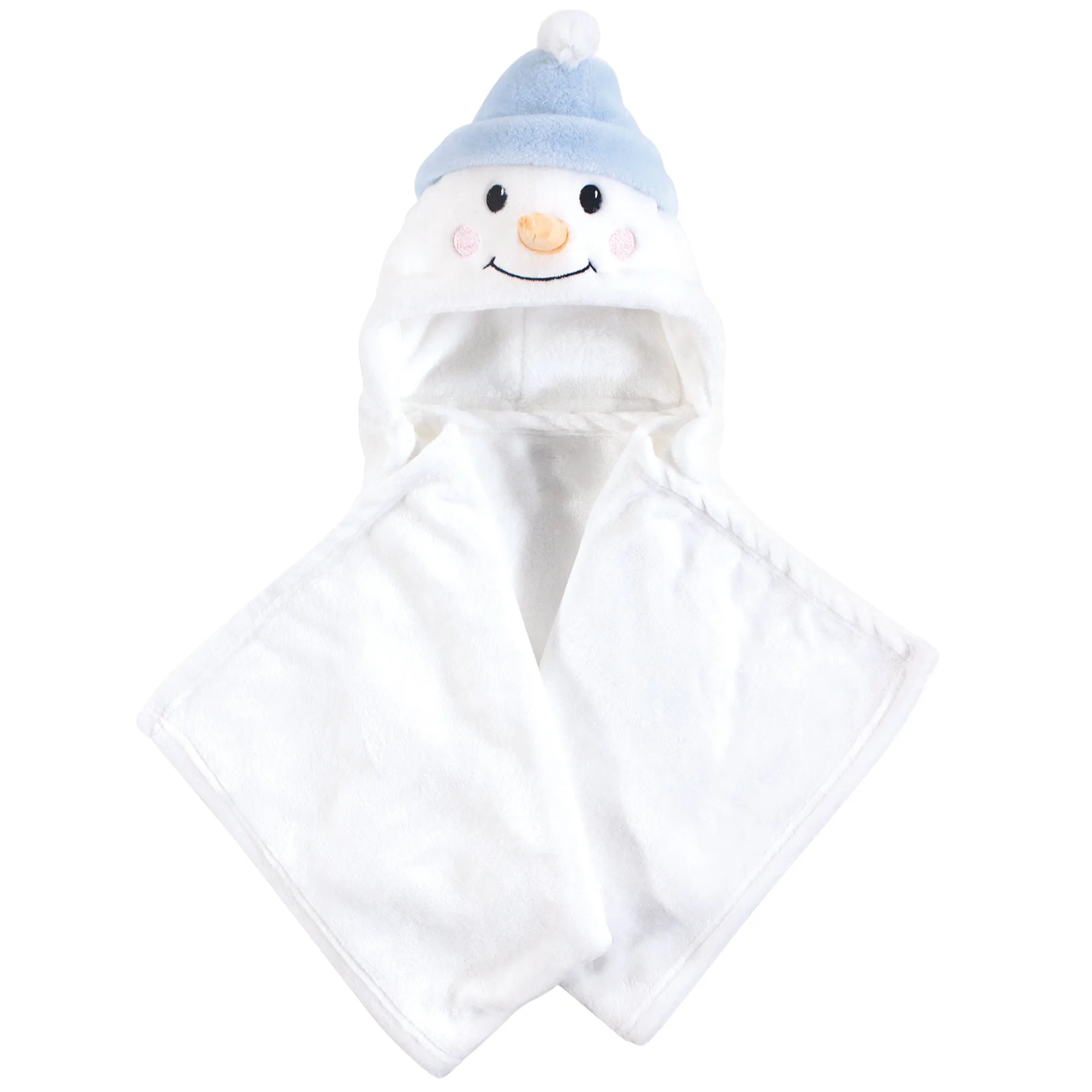 Hudson Baby Hooded Animal Face Plush Blanket, Snowman