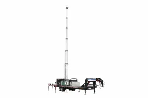 Larson Electronics 112' Hydraulic Megatower™ Mast - 33' Enclosed Trailer - Red LED Strobe, Antenna Mount - Auto Retract