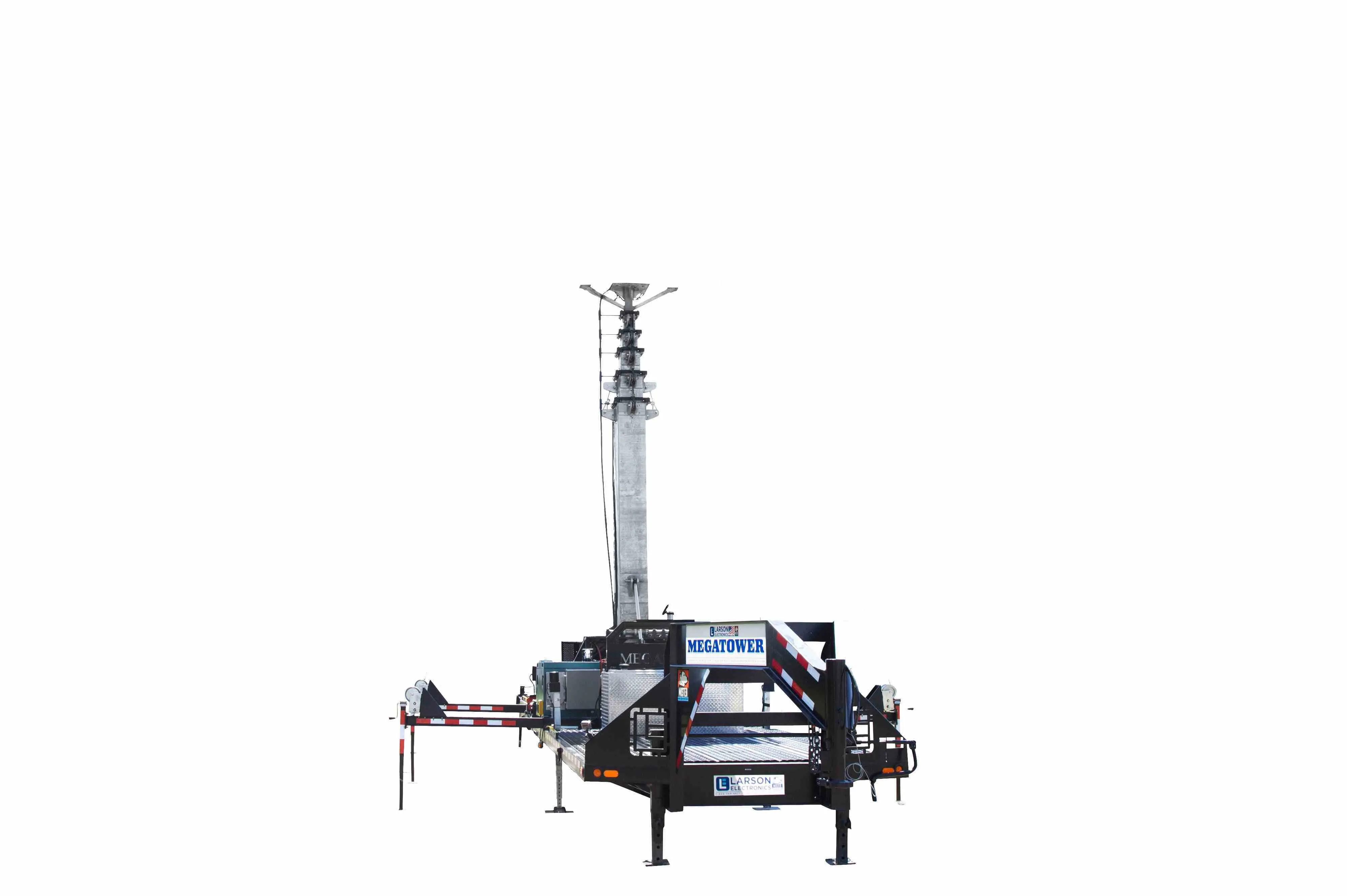 Larson Electronics 112' Hydraulic Megatower™ Mast - Skid Base - Red LED Strobe Light, Antenna Mount - Auto Retract