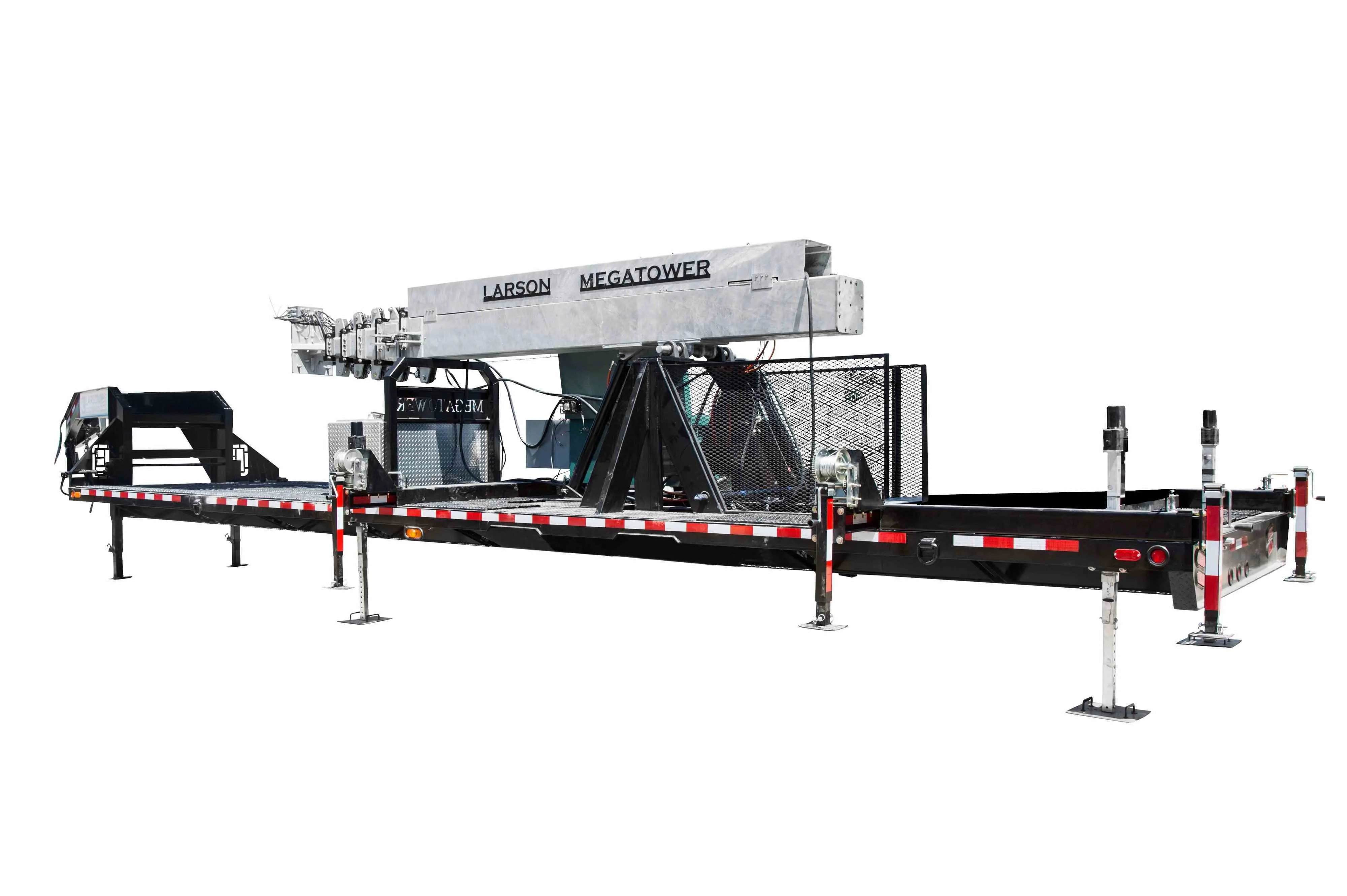 Larson Electronics 112' Hydraulic Megatower™ Mast - Skid Base - Red LED Strobe Light, Antenna Mount - Auto Retract