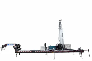 Larson Electronics 112' Hydraulic Megatower™ Mast - Skid Base - Red LED Strobe Light, Antenna Mount - Auto Retract