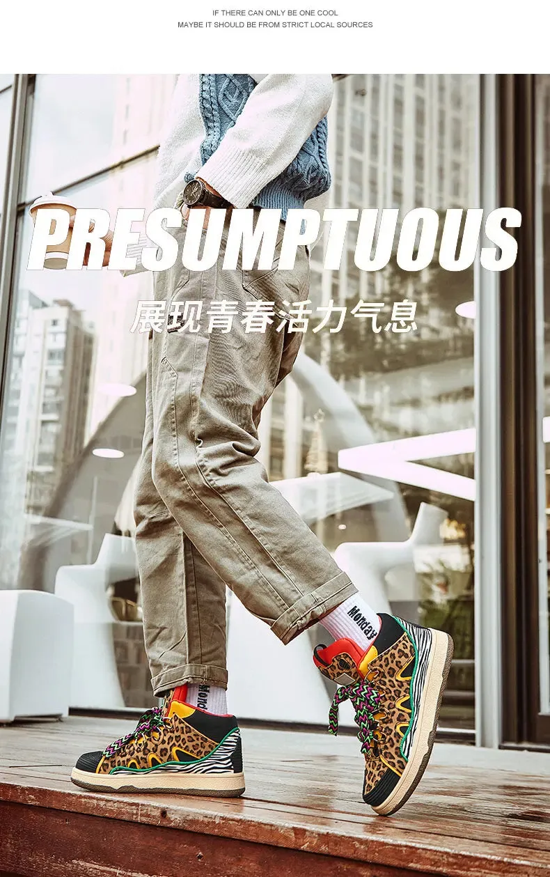 Leopard print New Fashion Sneakers Mens Skate Shoes/Thick Laces