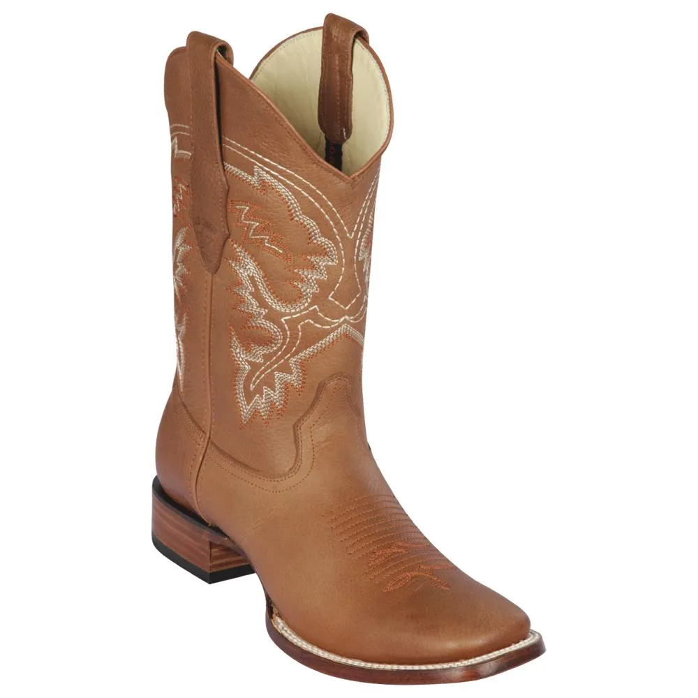 Los Altos Boots Mens #8222751 Wide Square Toe | Genuine Grisly Leather Boots | Color Honey