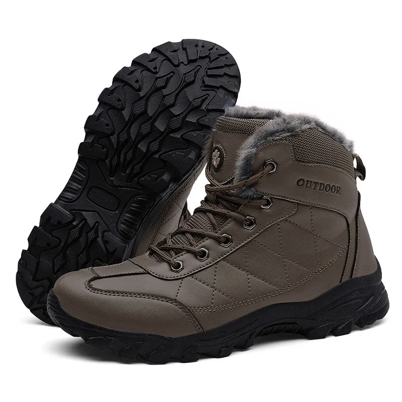 Man's fashion joker leather winter thermal outdoor stable comfortable boots