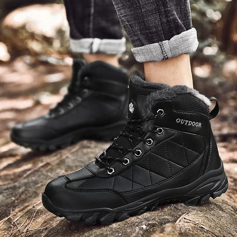 Man's fashion joker leather winter thermal outdoor stable comfortable boots