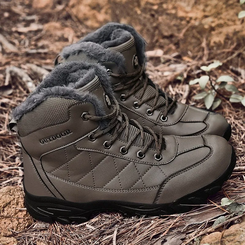 Man's fashion joker leather winter thermal outdoor stable comfortable boots