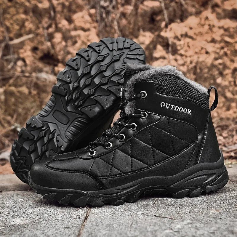 Man's fashion joker leather winter thermal outdoor stable comfortable boots