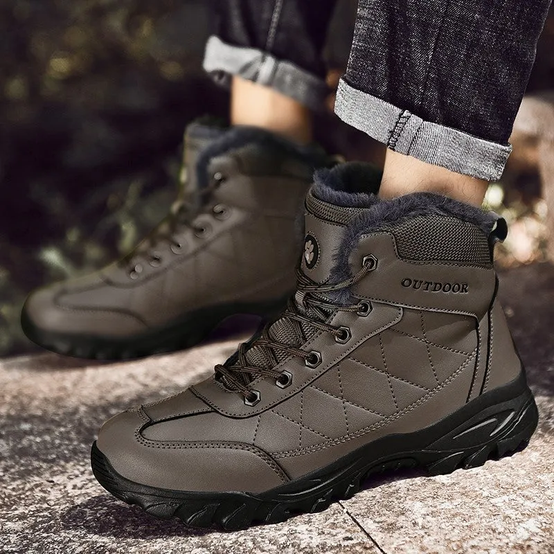 Man's fashion joker leather winter thermal outdoor stable comfortable boots