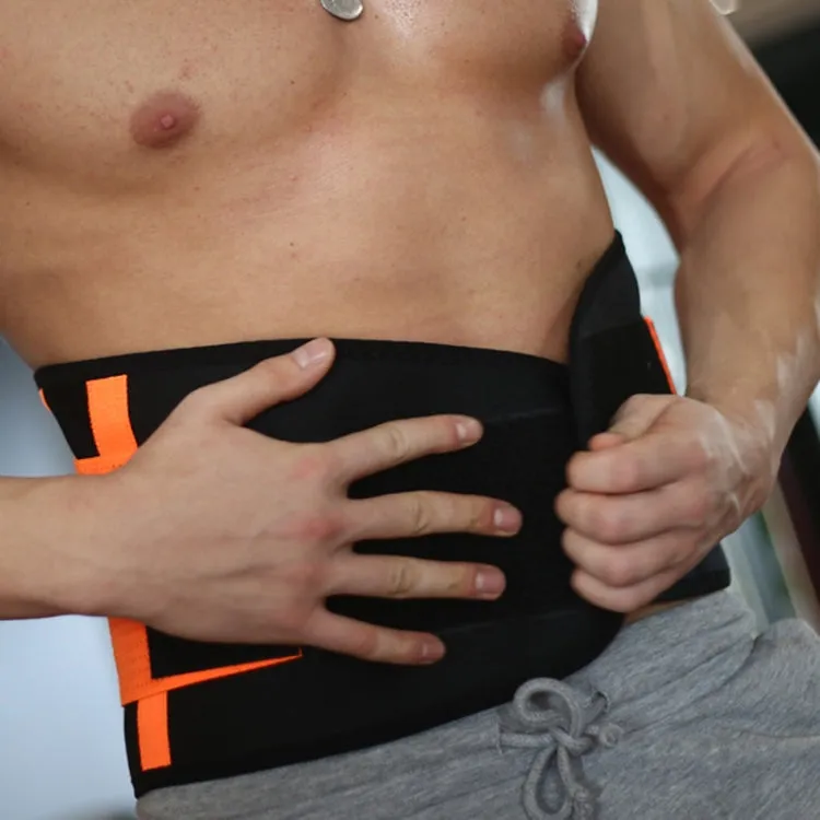 Men and Women Neoprene Lumbar Waist Support Unisex Exercise Weight Loss Burn Shaper Gym Fitness Belt, Size:M(Orange)