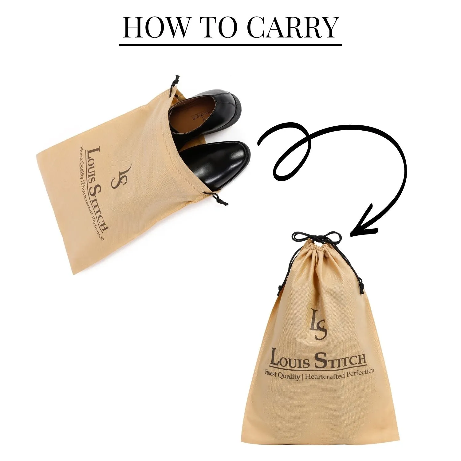 Non Woven Shoe Bag Pack Of  6 Beige Plain