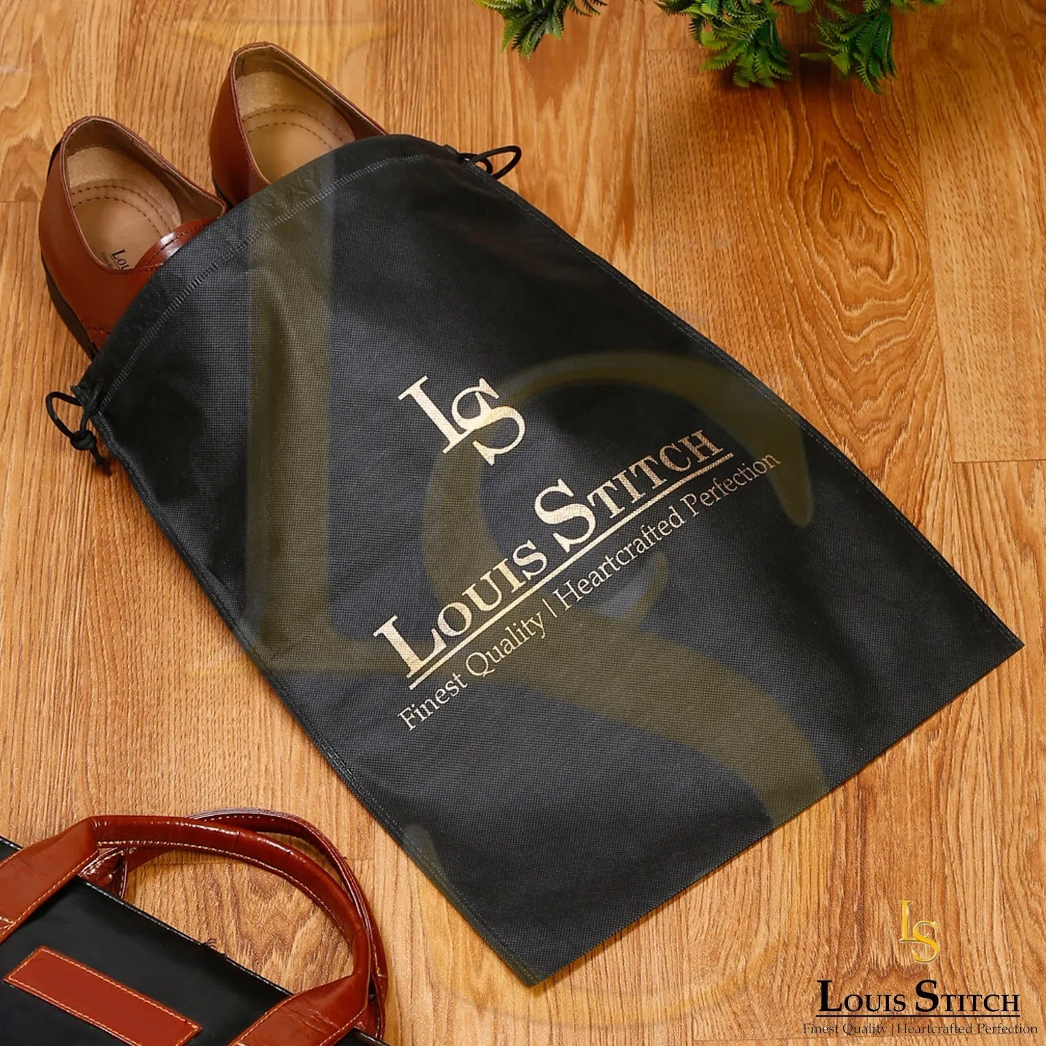 Non Woven Shoe Bag Pack Of  6 Black Plain